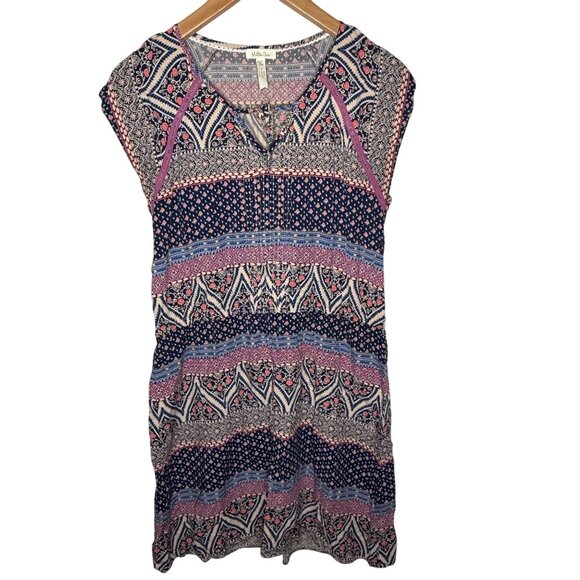 Matilda Jane Dress Womens Size Medium Multicolor Boho Sleeveless Tunic Pink Blue - Picture 1 of 5